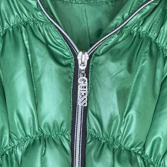Guess Vintage Women's Kelly Green Zip Front Down Feather Puffer Jacket Sz Large - Picture 5 of 8